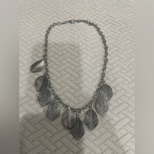 Elegant Silver tone Leaf Necklace